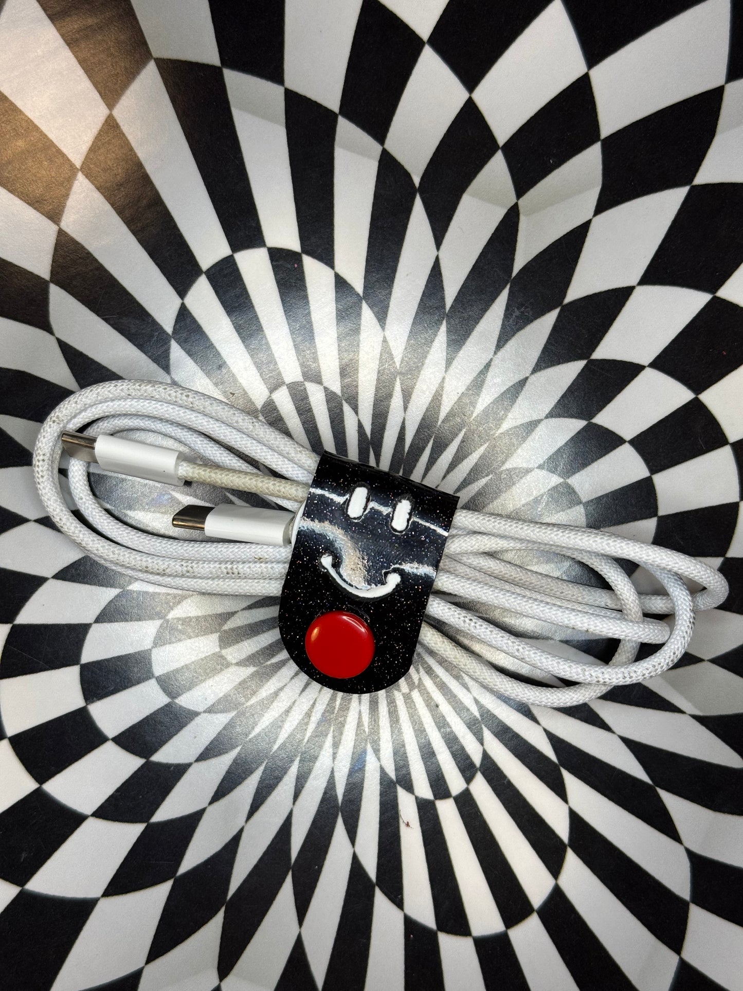 Cord creepers!! (Keepers) Happy smiley face leather strap charms!