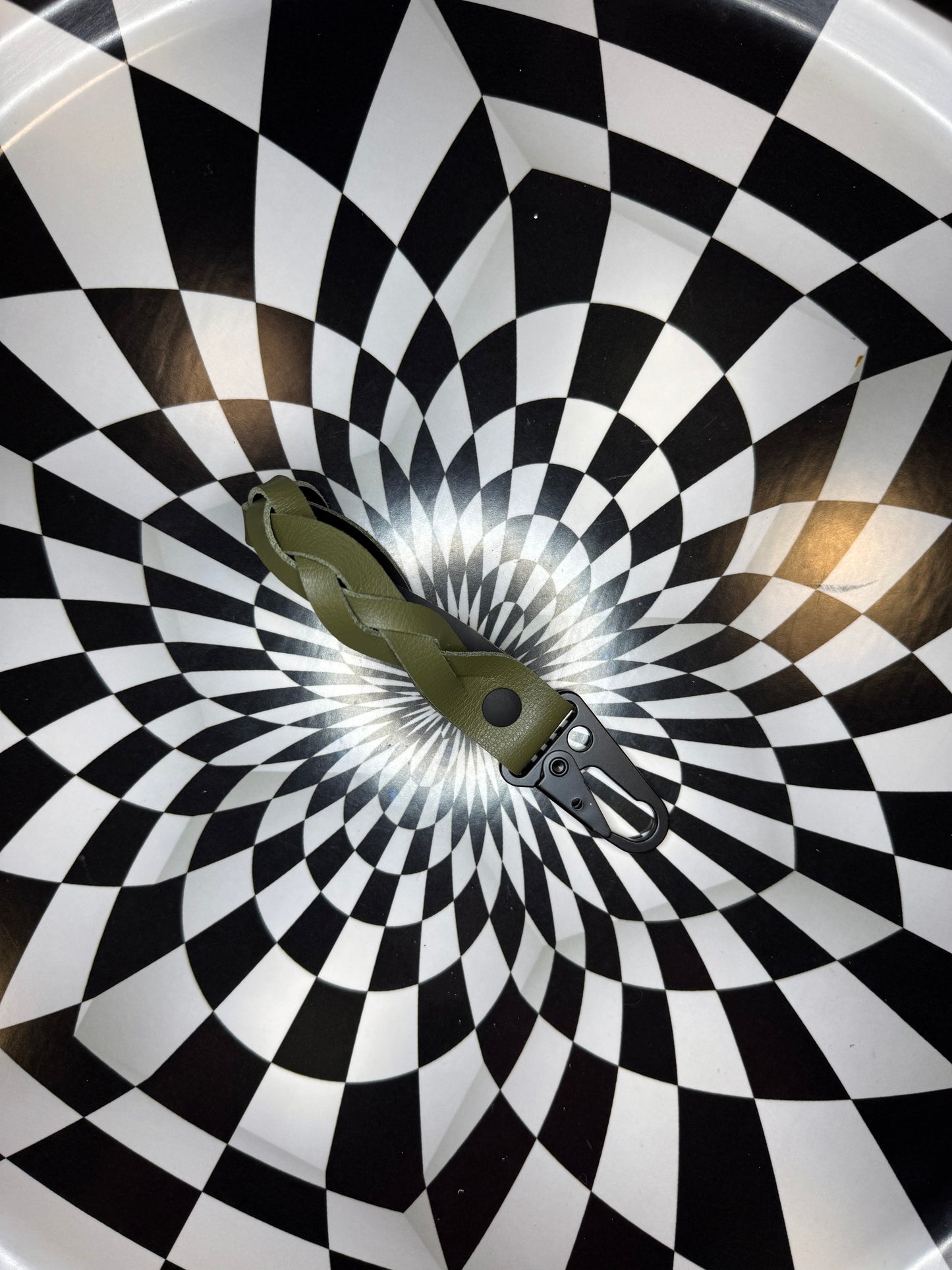 Leather mystery braid carabiner keychain!