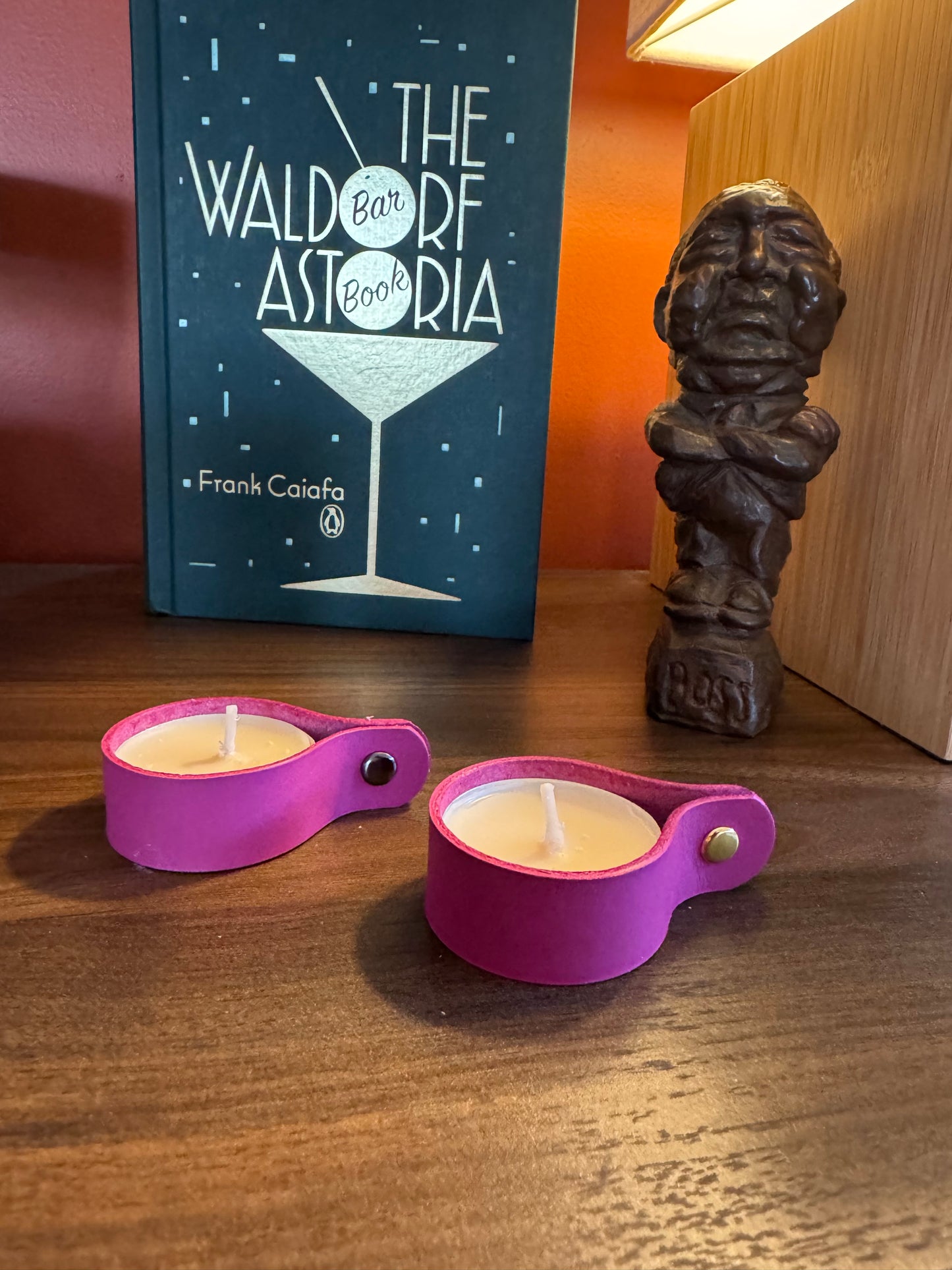 Candle holders! Leather candle holders that is! Bright fun colored votive tea light