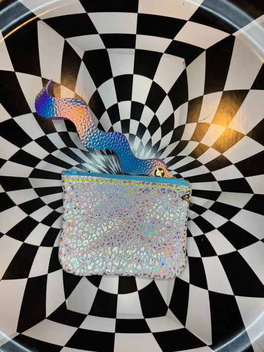 Wavy Wristlet “Joey” leather Zipper pouch!