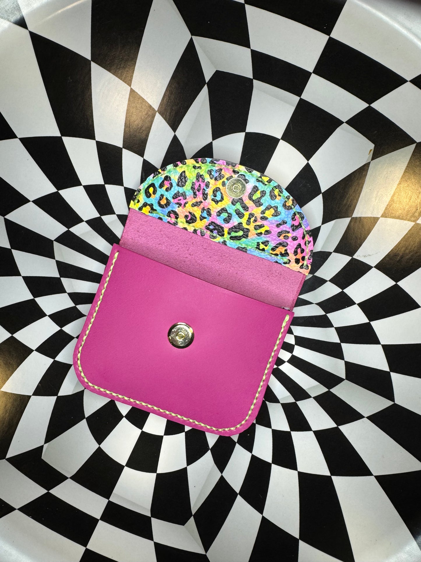 A-Cakes snap pouch wallet! Hand sewn leather unisex multipurpose case