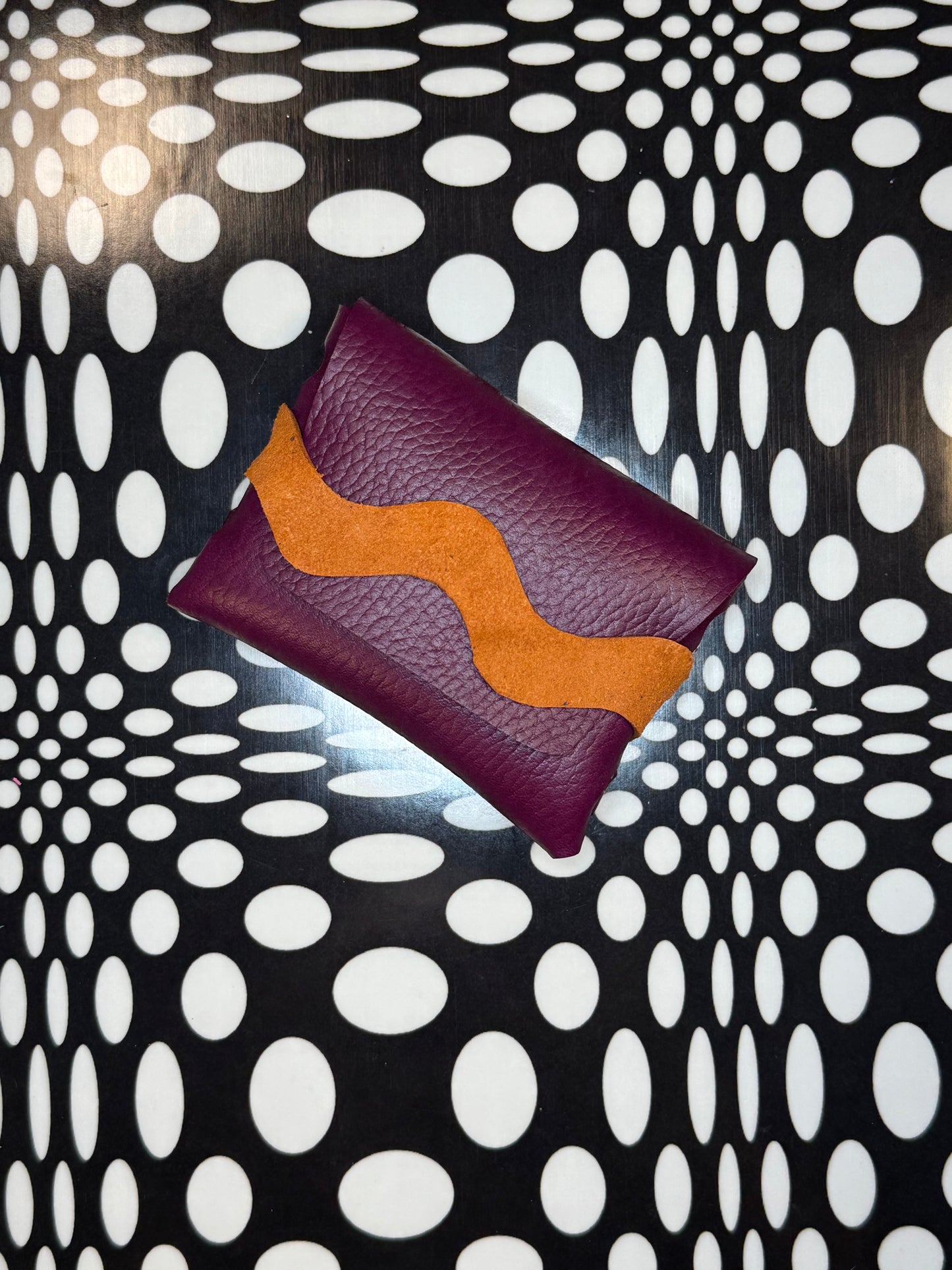 Wavy Gravy no sew leather card case / wallet! Bison leather tuck front card holders