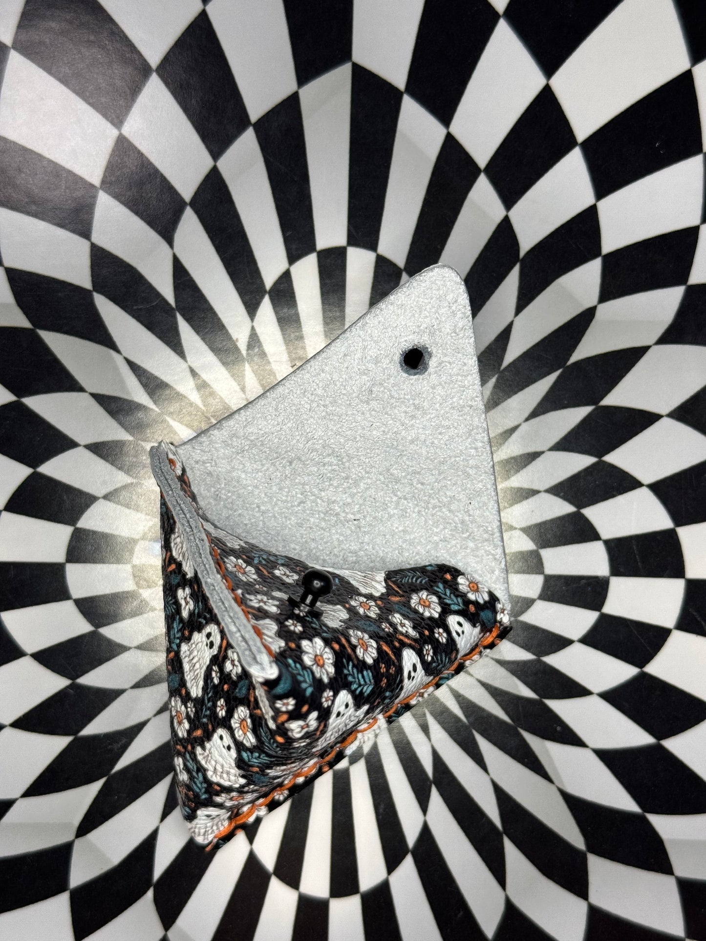 Triangle leather coin pouch! Hand sewn change purse