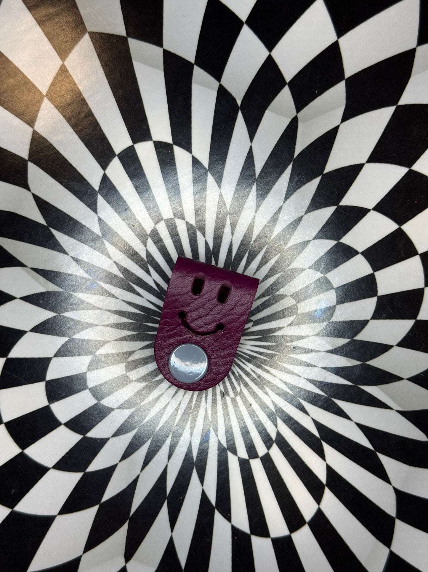 Cord creepers!! (Keepers) Happy smiley face leather strap charms!