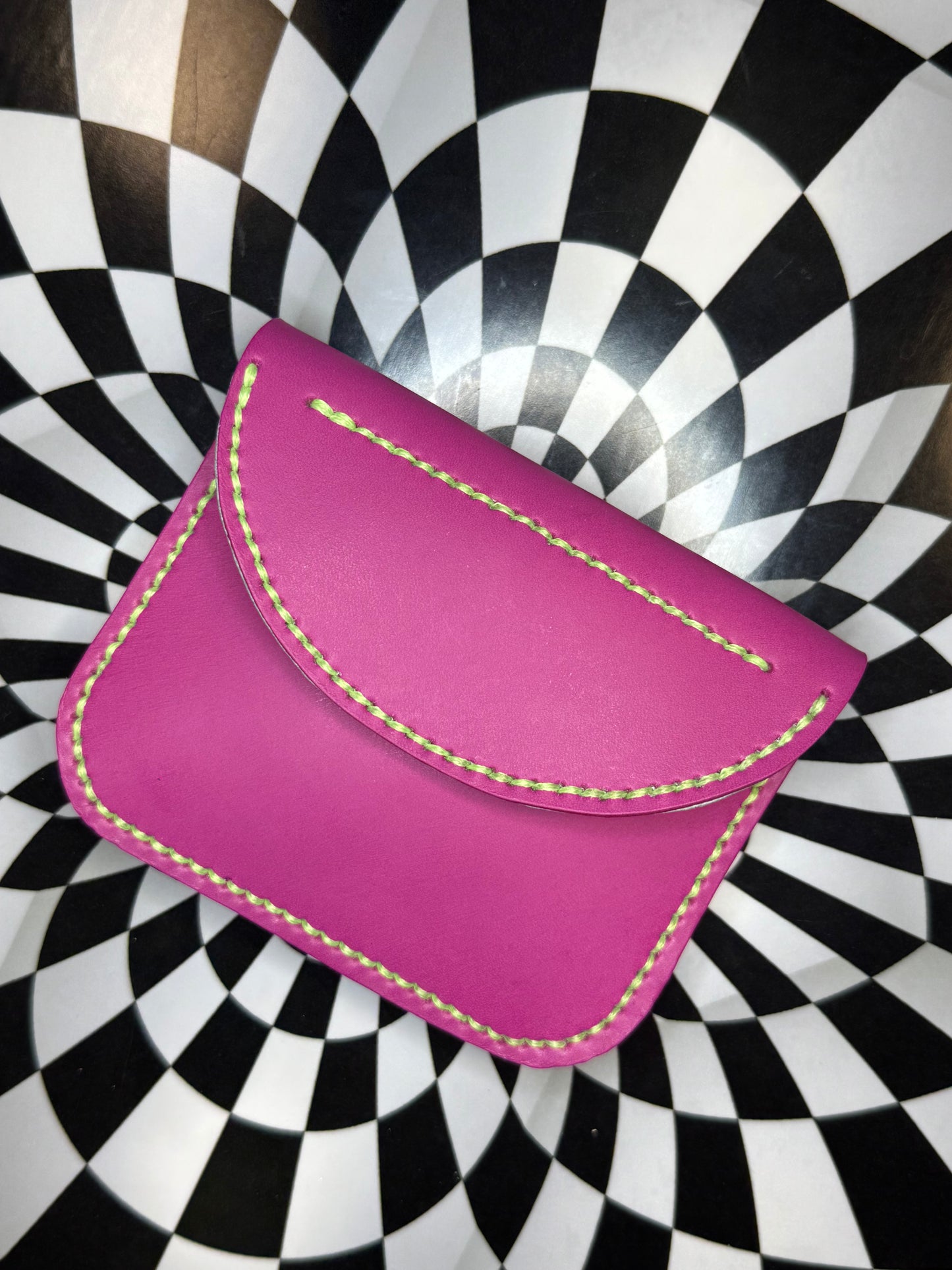 A-Cakes snap pouch wallet! Hand sewn leather unisex multipurpose case
