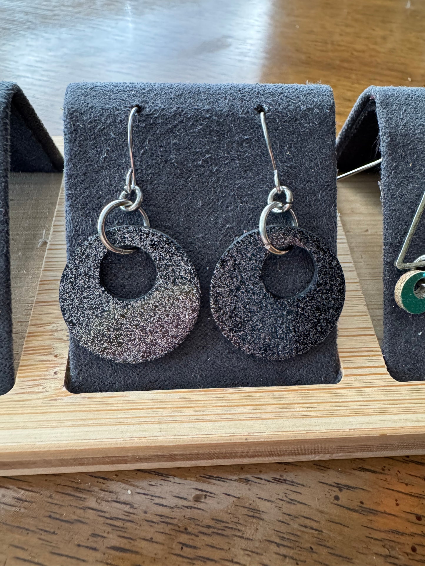 Circle unique Leather earrings! Minimalist design ultra lightweight surgical steel hooks!