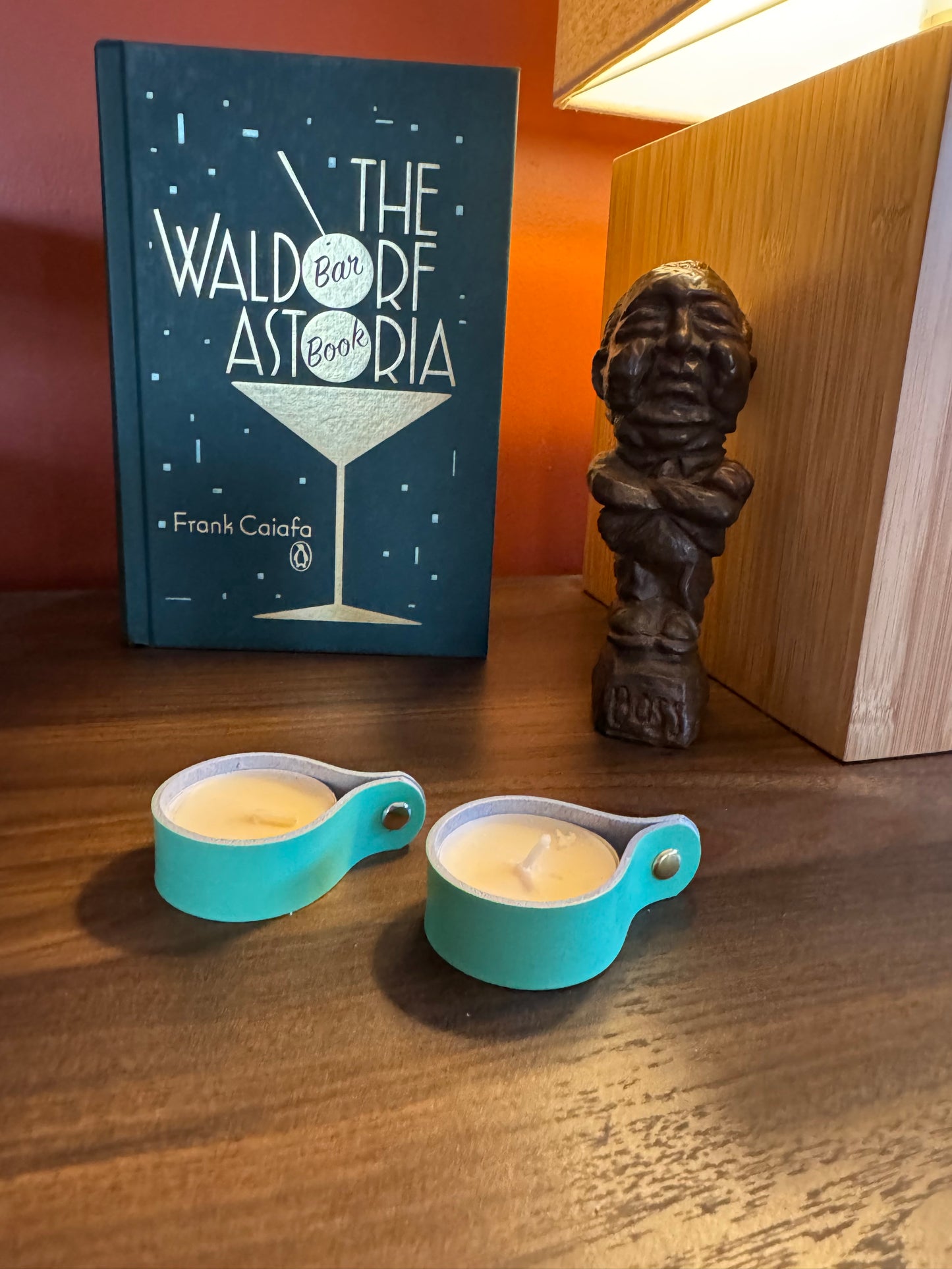 Candle holders! Leather candle holders that is! Bright fun colored votive tea light