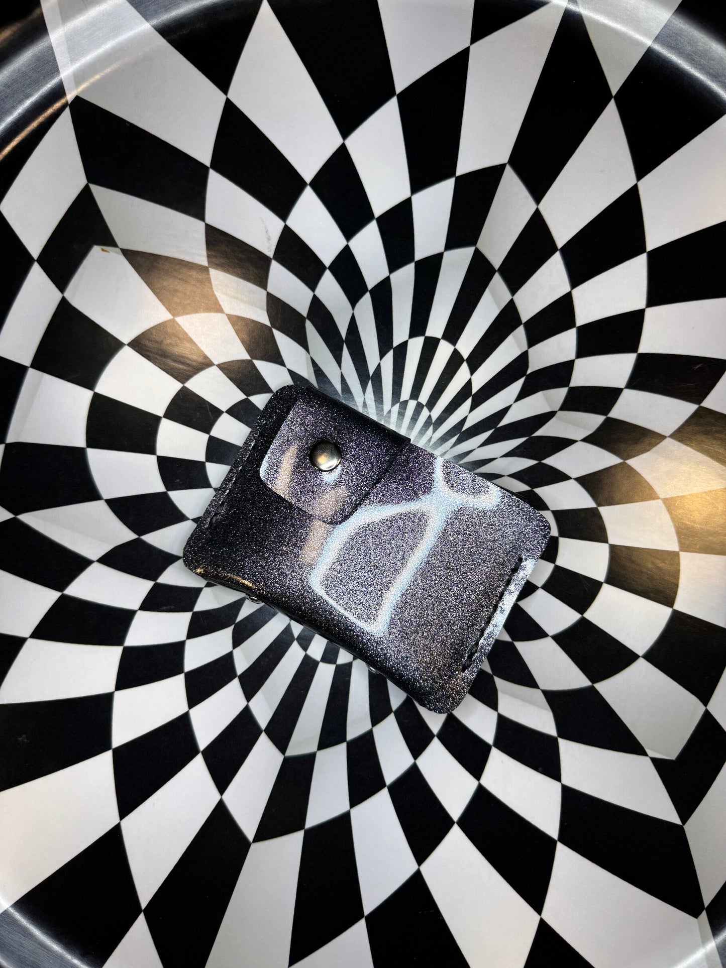 2 snaps hand sewn Shrunken bison Two Snaps leather wallet! Front pocket wallet unisex cowhide