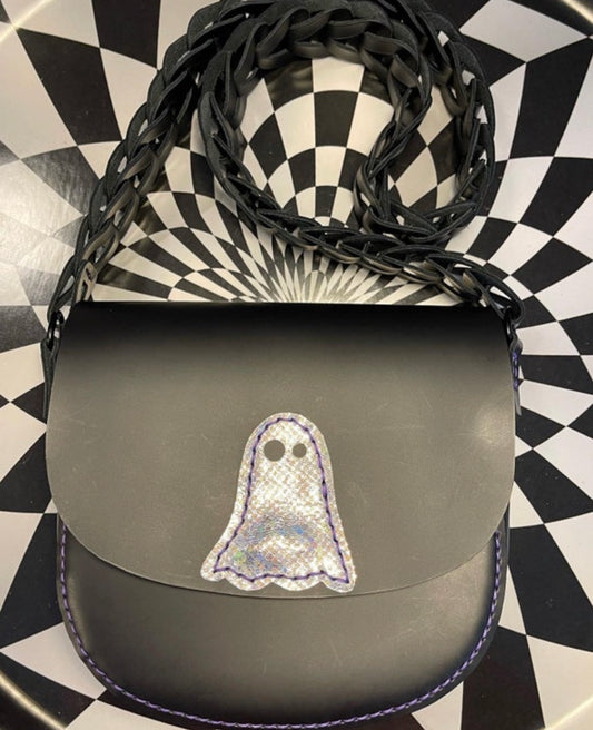Ghost themed hand sewn saddle bag! Spooky edition