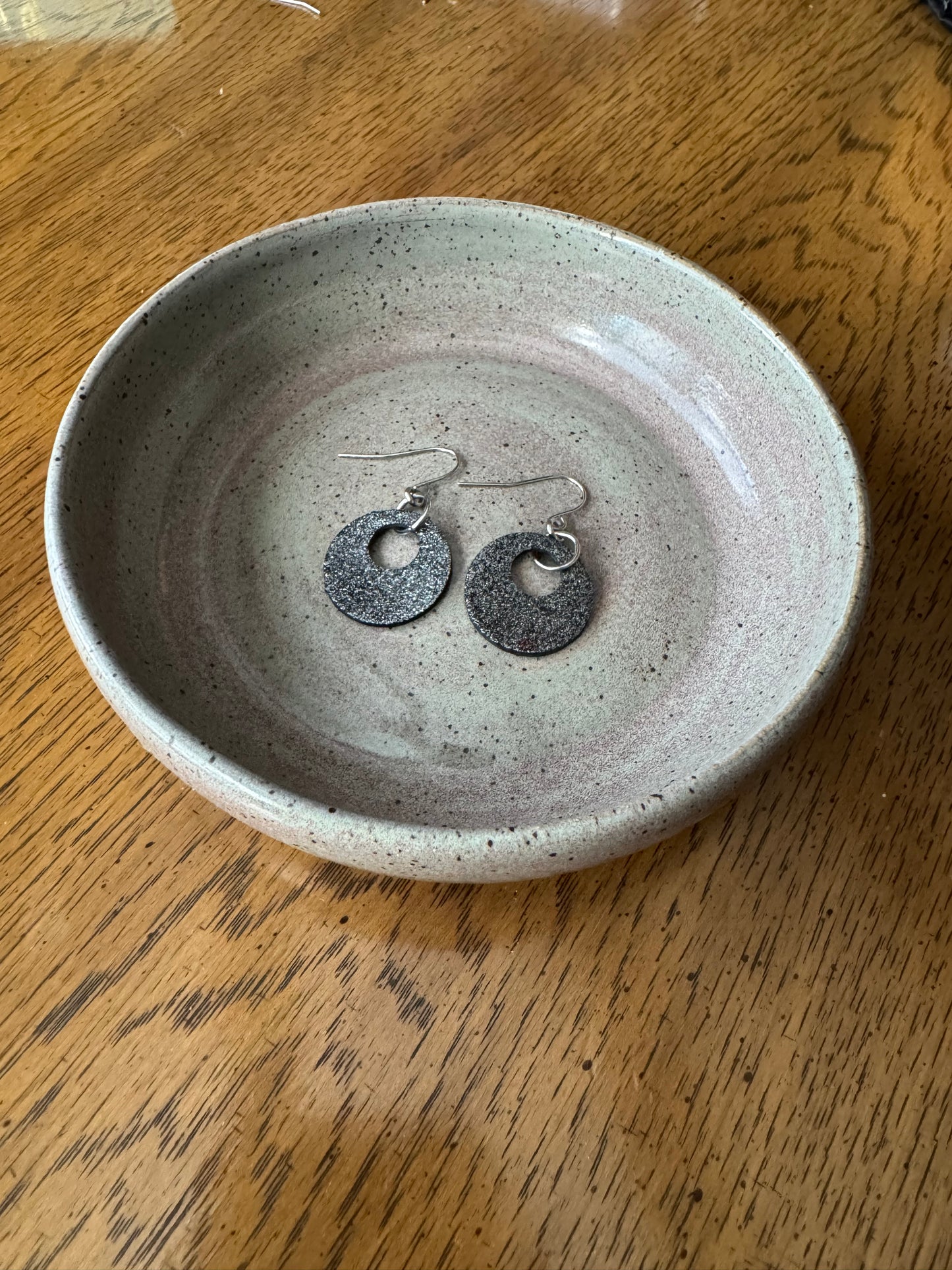 Circle unique Leather earrings! Minimalist design ultra lightweight surgical steel hooks!