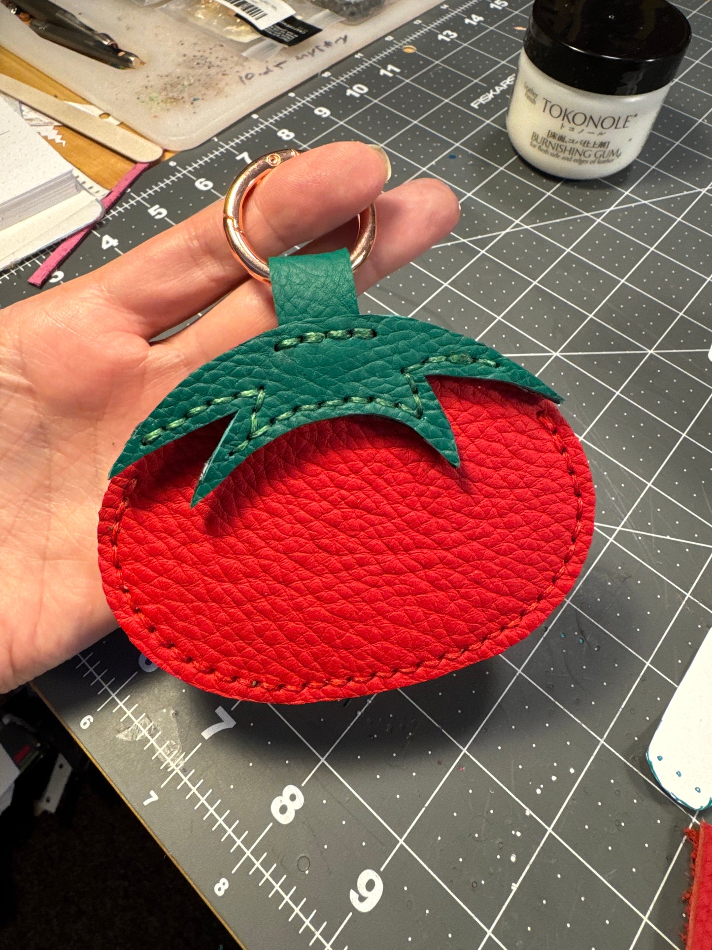 Tomato Leather Card Holder | Handmade Leather Coin & Card Pouch