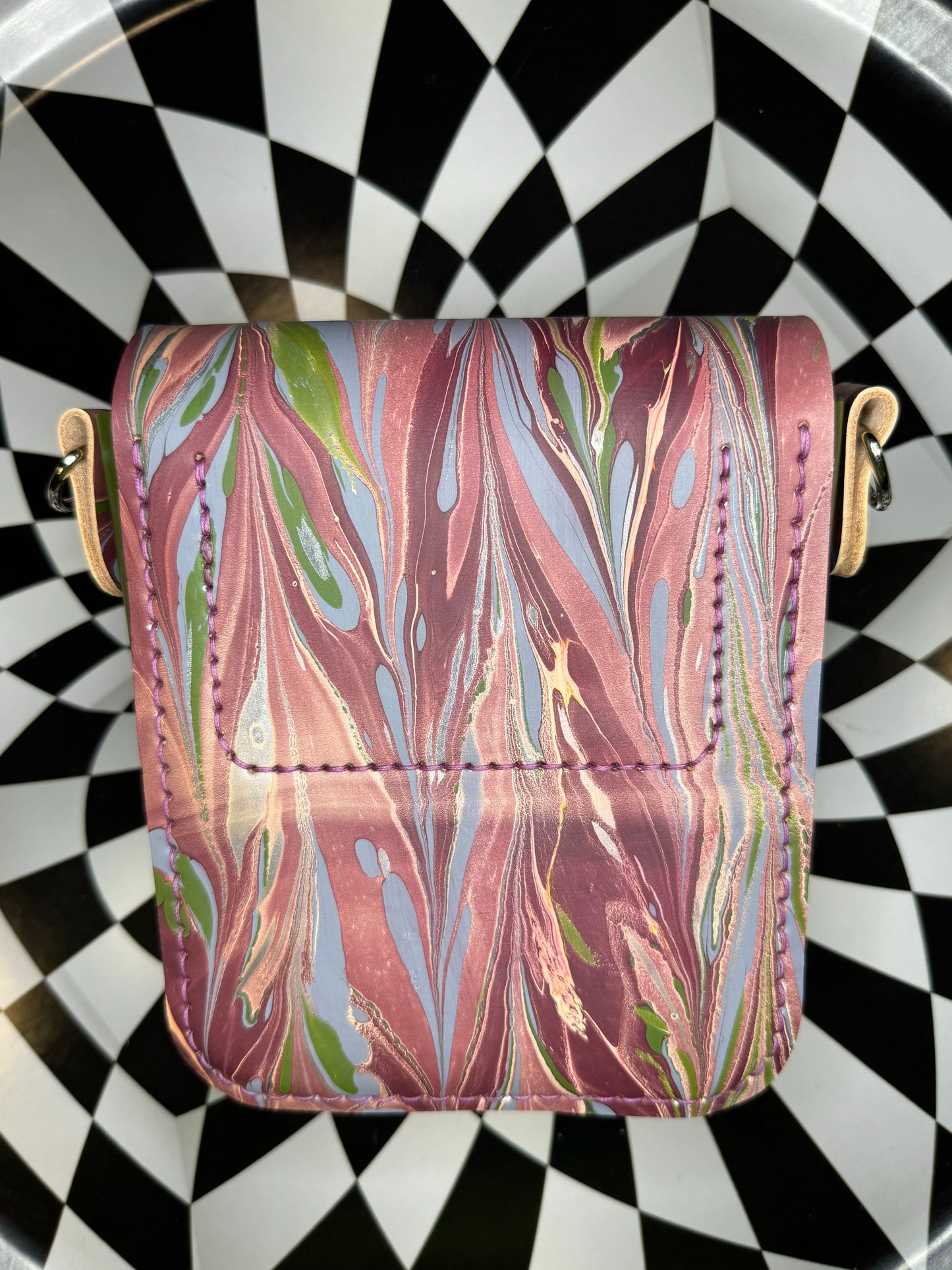 Marbled The JoAnn XL hand sewn leather crossbody/shoulder bag marble dyed edition!