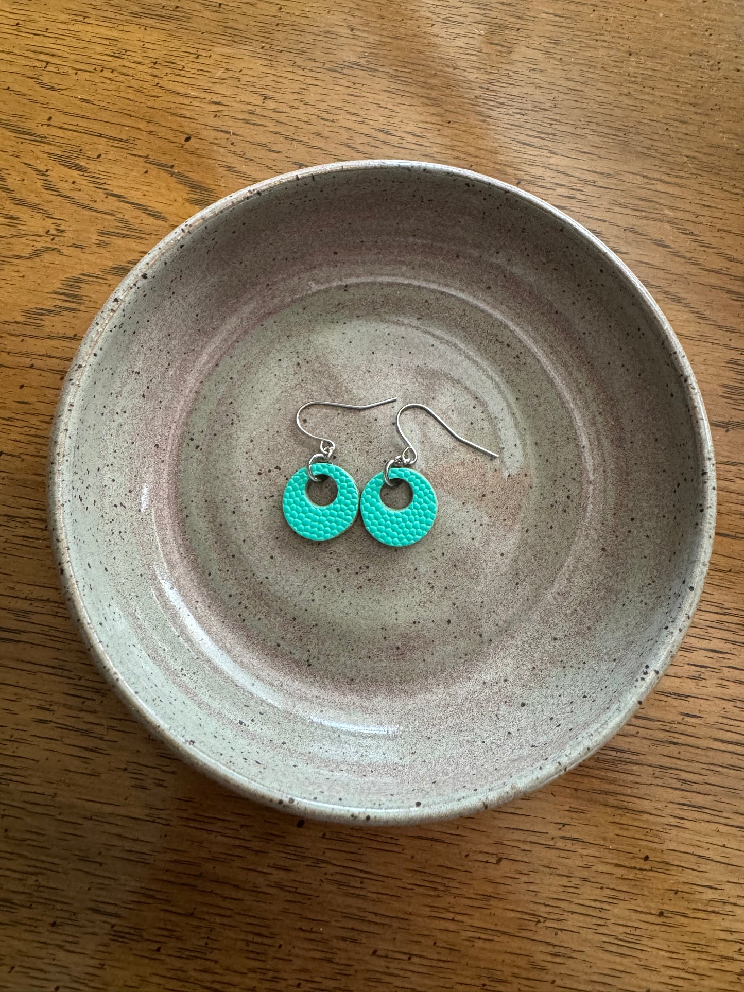 Circle unique Leather earrings! Minimalist design ultra lightweight surgical steel hooks!