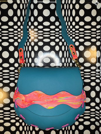 curved leather saddle bag handmade