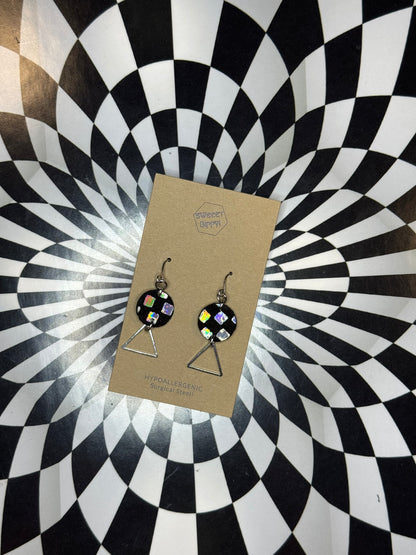 Triangle or hoop unique Leather earrings! Minimalist design ultra lightweight surgical steel hooks!