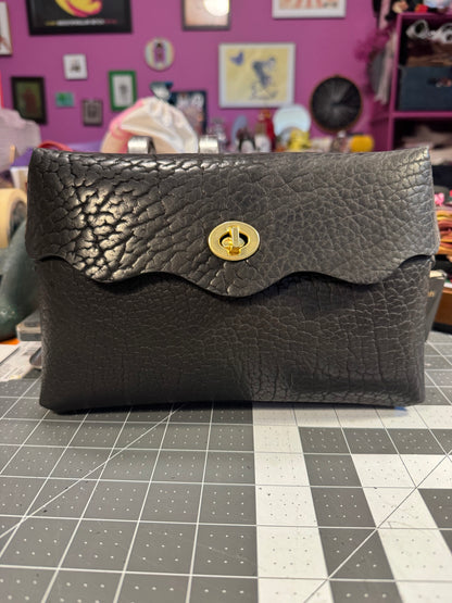 The Flapper — No-Sew wavy Leather Flap Crossbody Bag with Adjustable Paracord Strap
