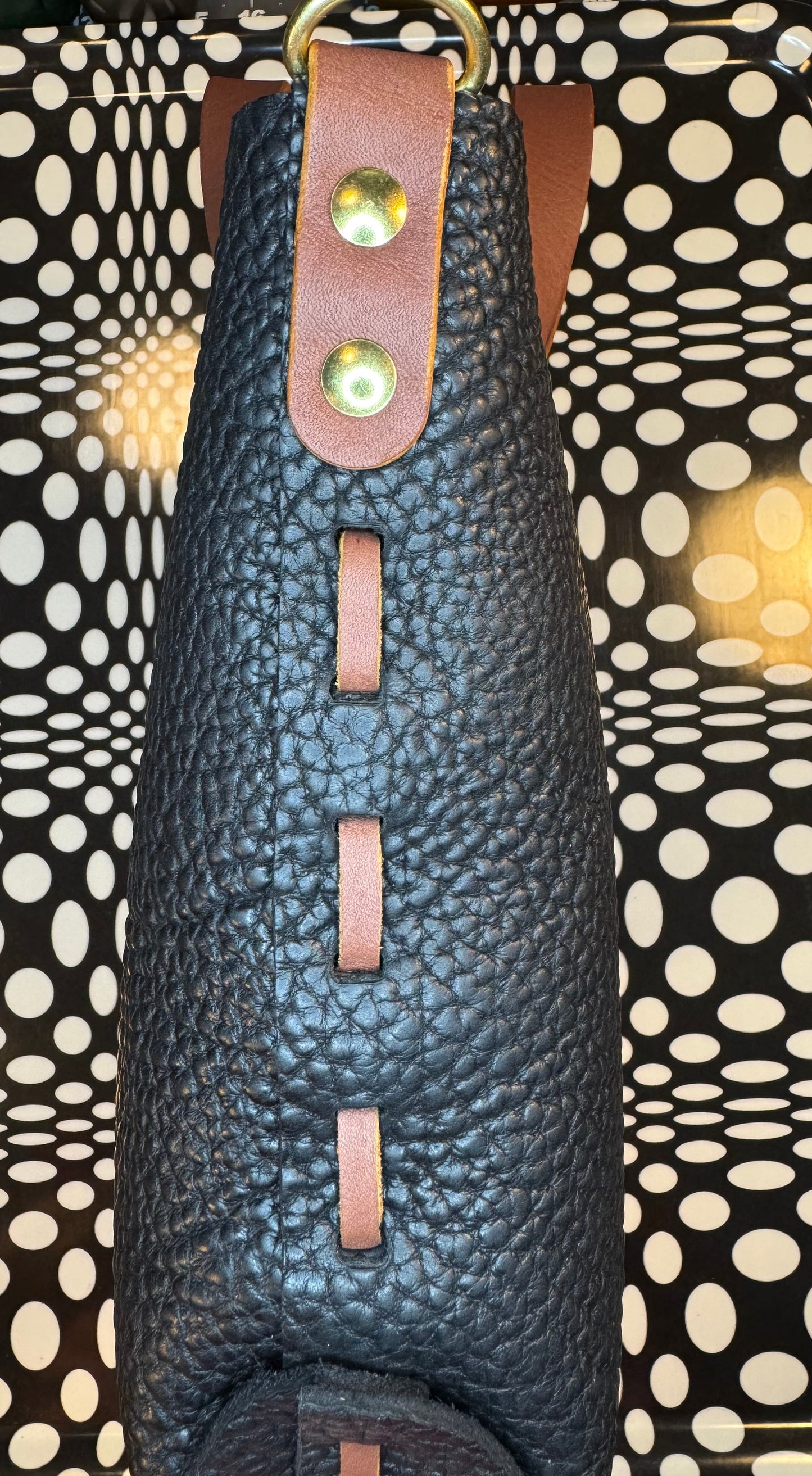 Small Johnny Two Bags! Hand sewn leather zip top laced tote bag! Work purse, travel carry on!