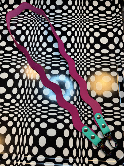 Handmade Wavy Leather Purse Strap – Colorful Replacement Bag Strap with Solid Brass Hardware