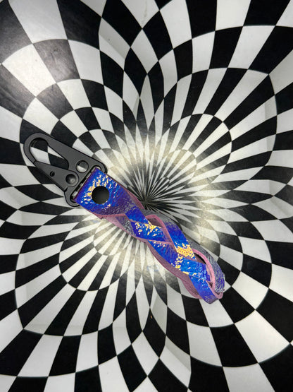 Leather mystery braid carabiner keychain!