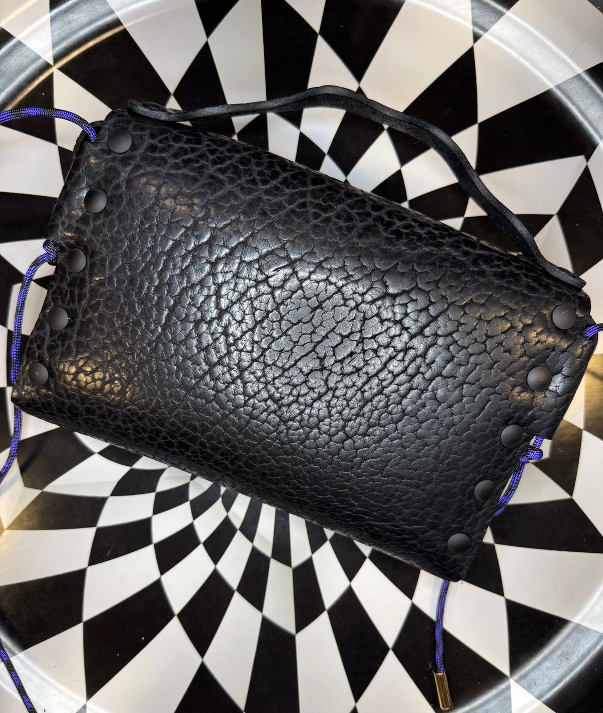 The Flapper — No-Sew wavy Leather Flap Crossbody Bag with Adjustable Paracord Strap