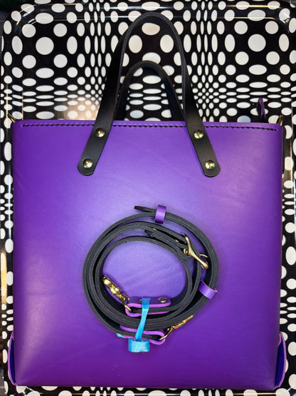 J2B "Johnny Two Bags" Hand sewn leather tote bag - zip top work tote & travel carry - on