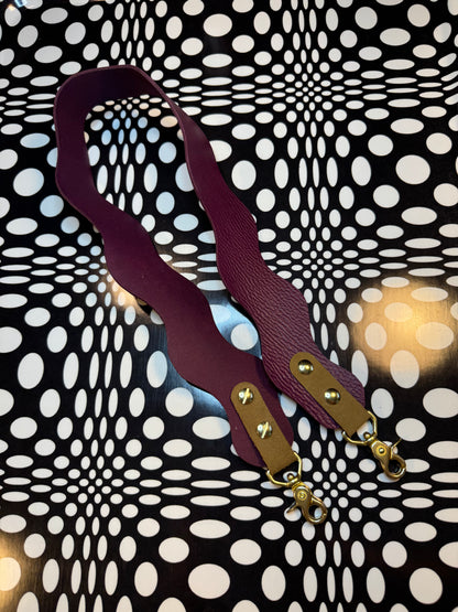 Handmade Wavy Leather Purse Strap – Colorful Replacement Bag Strap with Solid Brass Hardware