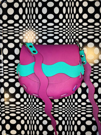 wavy saddle bag handmade leather crossbody