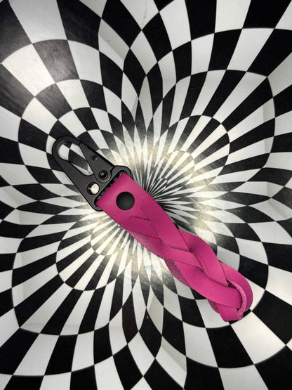 Leather mystery braid carabiner keychain!