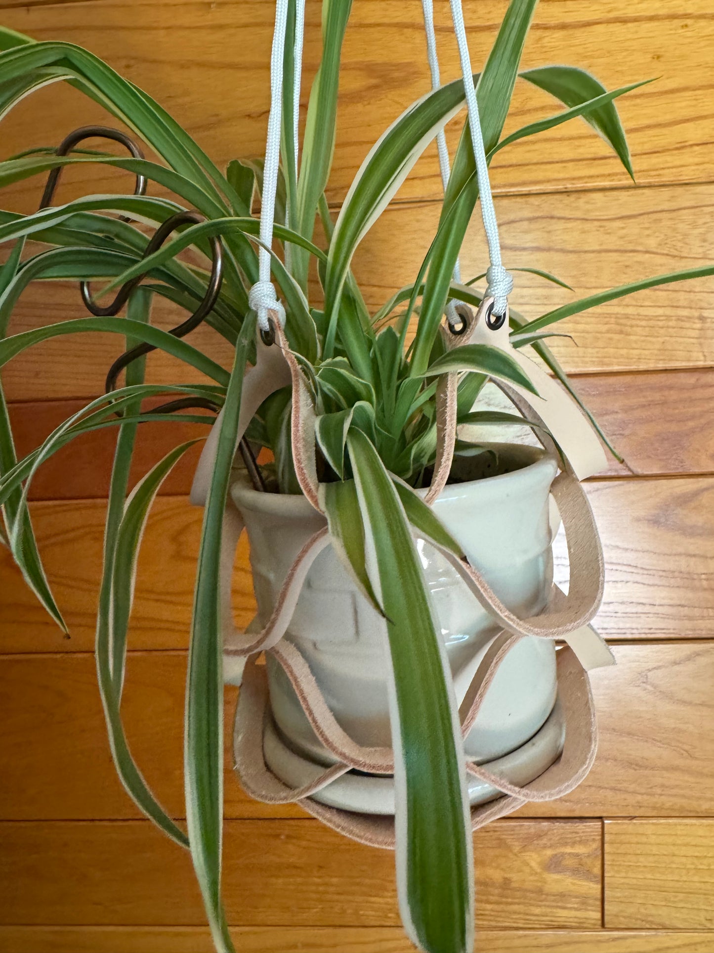 Handmade Leather Plant Hanger | Modern Hanging Planter Holder