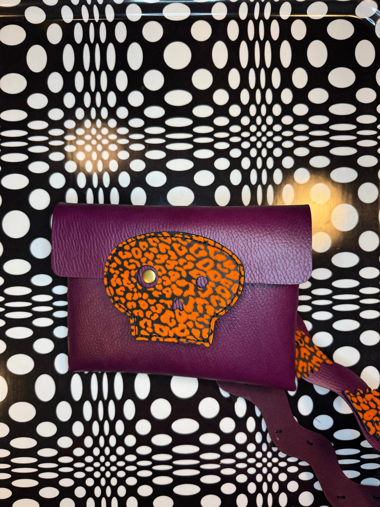 One-of-a-Kind Skull Leather Bag – Handmade Ghost Strap Crossbody!