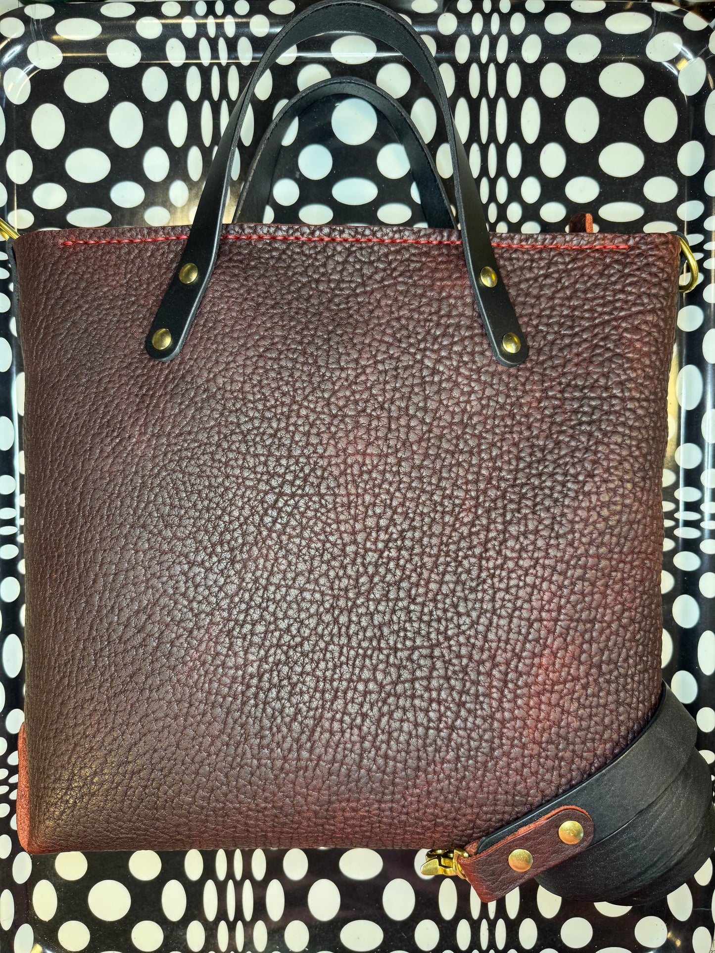 J2B! Johnny Two Bags! Hand sewn leather zip top laced tote bag! Work purse, travel carry on!