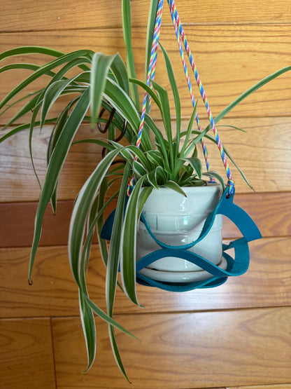 Handmade Leather Plant Hanger | Modern Hanging Planter Holder