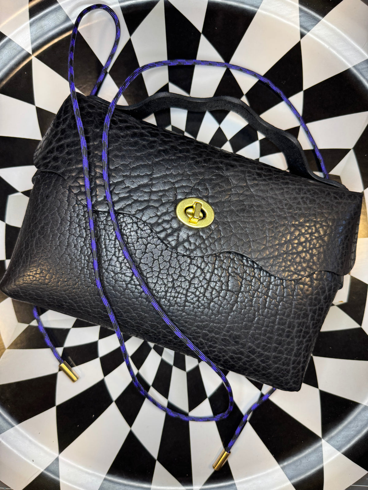 The Flapper — No-Sew wavy Leather Flap Crossbody Bag with Adjustable Paracord Strap