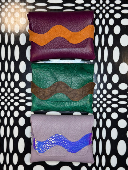Wavy Gravy colorful leather wallet - handmade no sew leather wallet