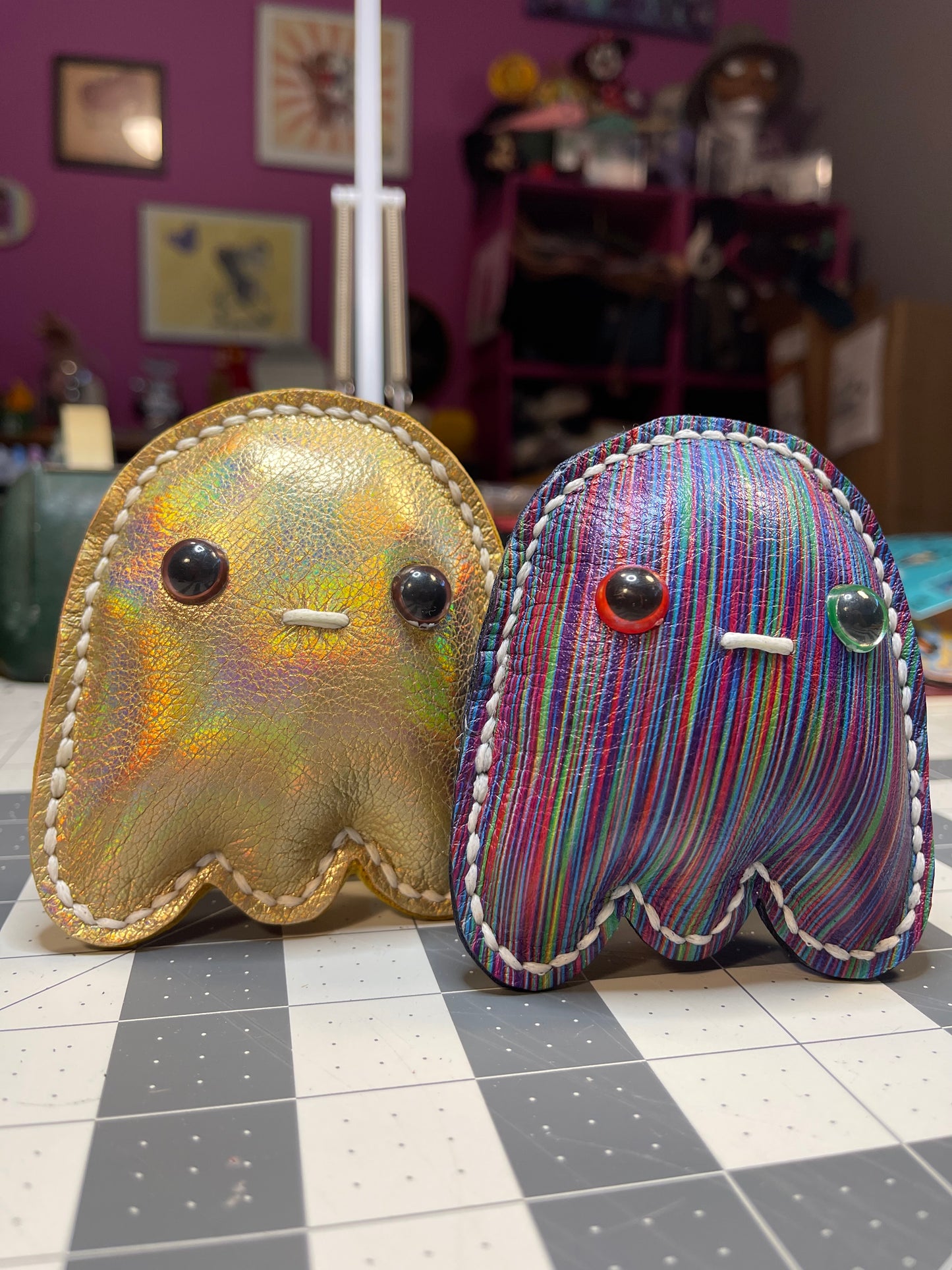 Breit-eyes Ghosts! Hand sewn leather novelty ghost babies!