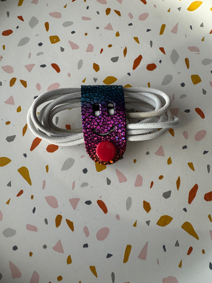 Cord creepers!! (Keepers) Happy smiley face leather strap charms!