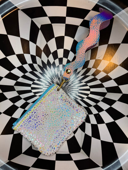 Wavy Wristlet “Joey” leather Zipper pouch!