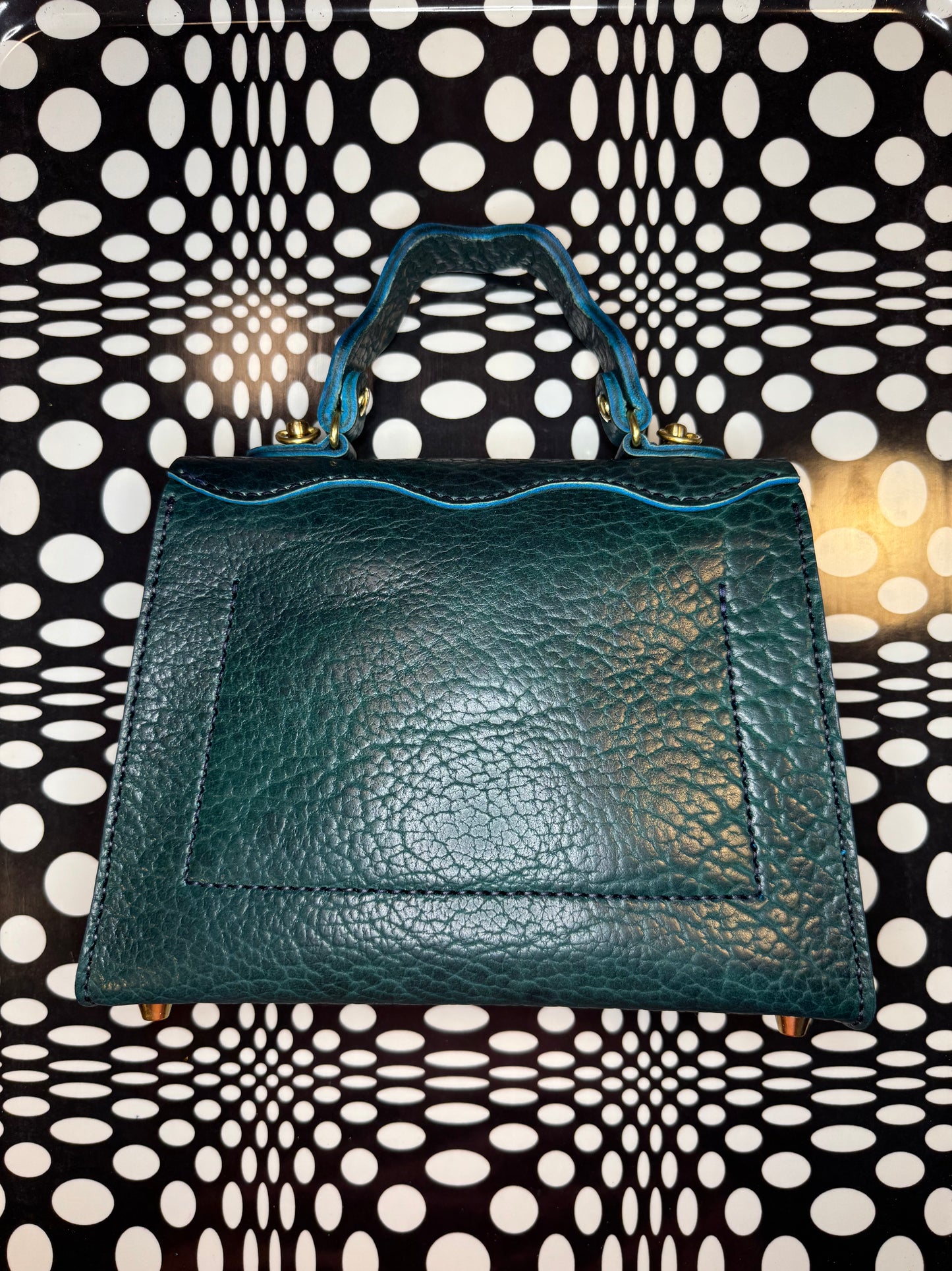 Wavy Lady Bag | Handmade Shrunken Bison Leather Top Handle Purse