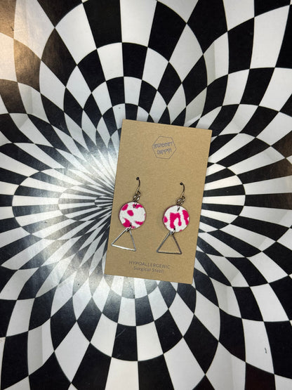 Triangle or hoop unique Leather earrings! Minimalist design ultra lightweight surgical steel hooks!