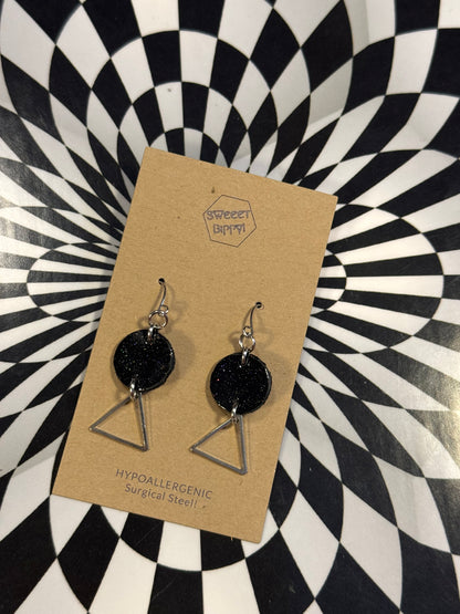 Triangle or hoop unique Leather earrings! Minimalist design ultra lightweight surgical steel hooks!