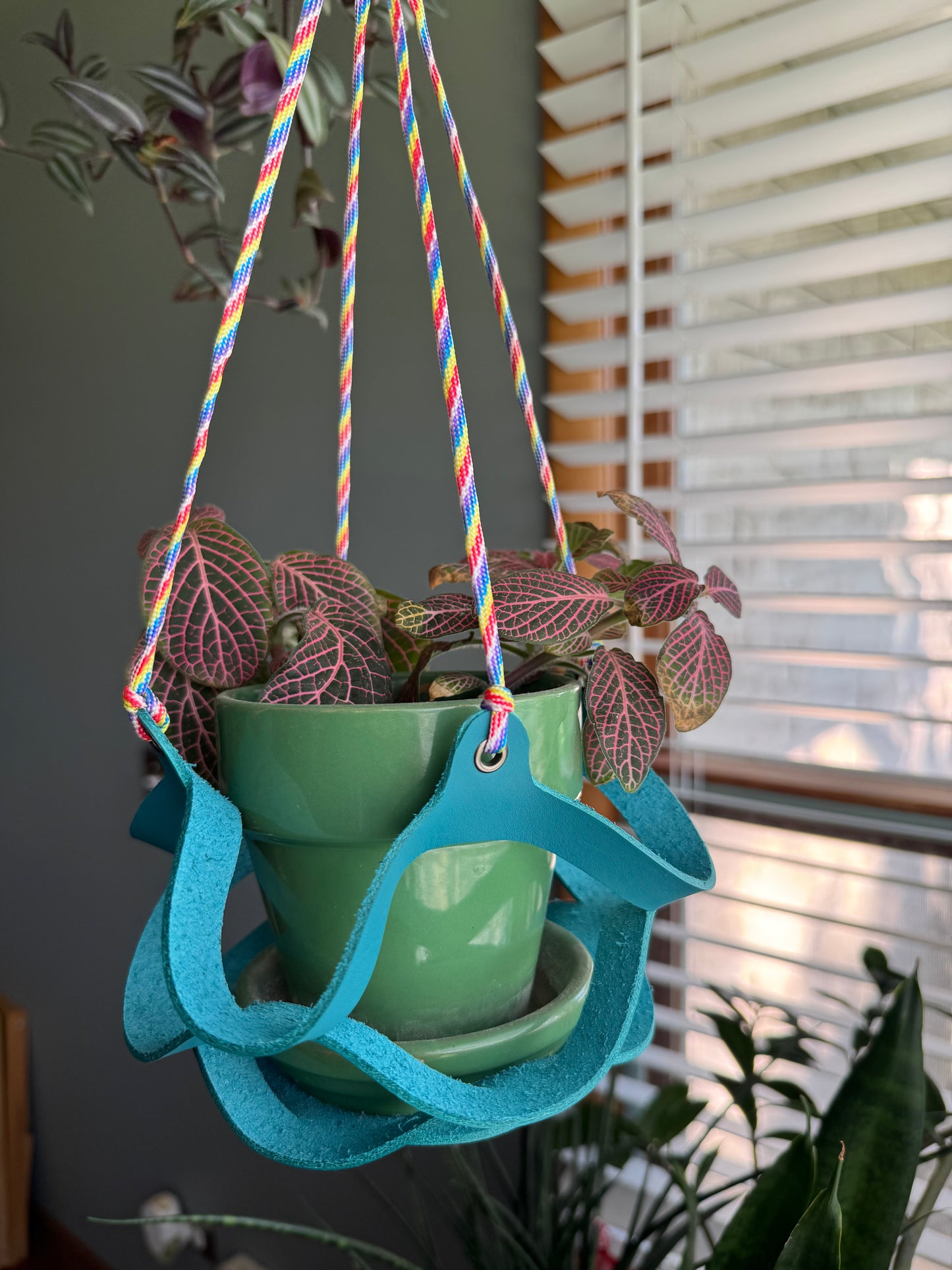 Handmade Leather Plant Hanger | Modern Hanging Planter Holder