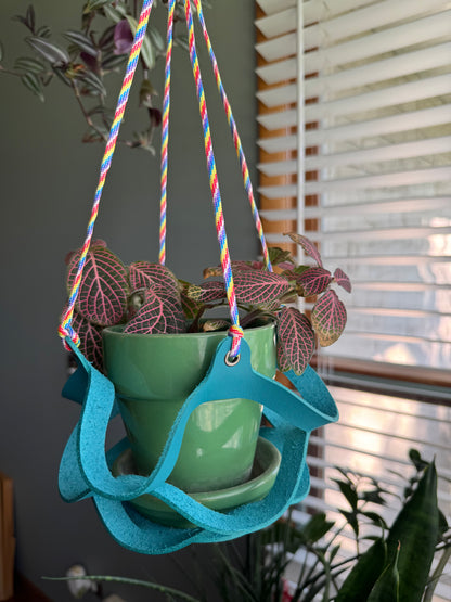 Handmade Leather Plant Hanger | Modern Hanging Planter Holder