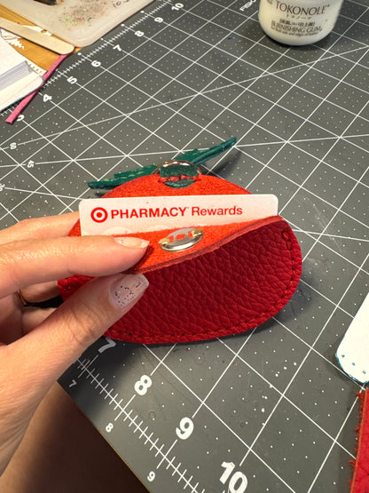 Tomato Leather Card Holder | Handmade Leather Coin & Card Pouch