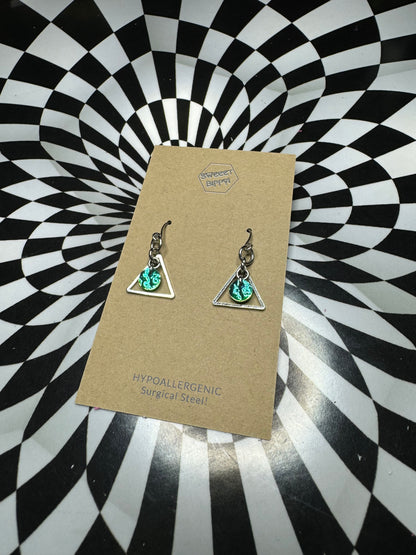 Triangle or hoop unique Leather earrings! Minimalist design ultra lightweight surgical steel hooks!