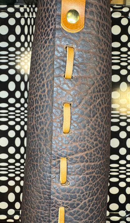 J2B "Johnny Two Bags" Hand sewn leather tote bag - zip top work tote & travel carry - on