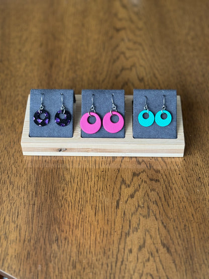 Minimalist Colorful Handmade Leather Circle Earrings – Lightweight Statement Jewelry