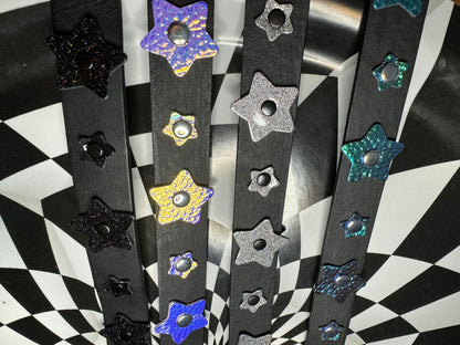 Shooting Star leather replacement purse strap! Silver sparkle glitter patent leather star or mermaid, unicorn or black rainbow patent sparkle!