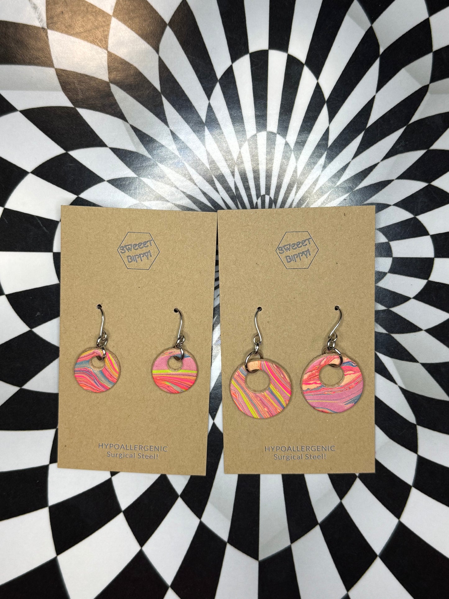 Minimalist Colorful Handmade Leather Circle Earrings – Lightweight Statement Jewelry