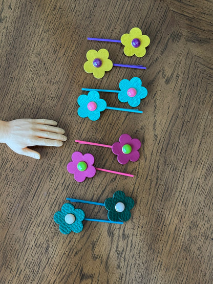 Hair thingies! Leather Bobby pin hair clips with flowers or stars!
