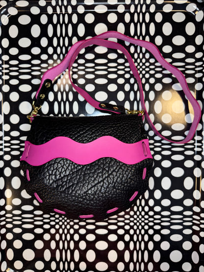 hand sewn leather saddle bag wavy flap